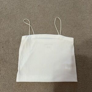 American Eagle White Ribbed Spaghetti Strap Tank Top